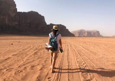 Jordan. Red desert Wadi Rum. Sand landscape, amazing travel destination