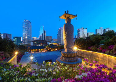 Bongeunsa Temple at Gangnam District in Seoul  South Korea